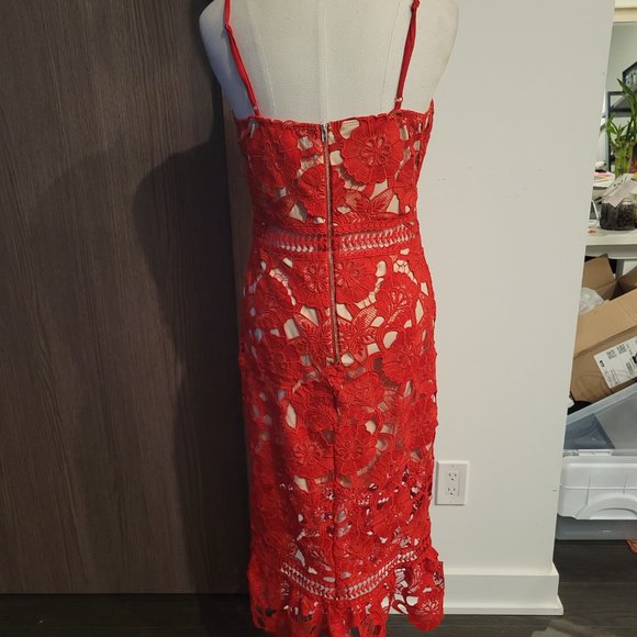 Red Lace floral dress (Just Me, Nordstrom) Size M - Picture 7 of 12